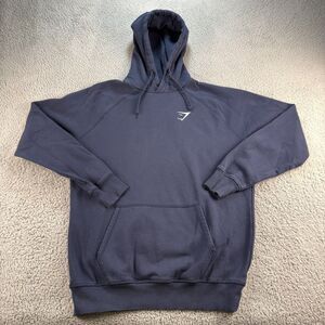 Gymshark Hoodie Sweatshirt Mens Large Navy Blue Pocket Pouch Pullover Gym